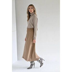 NWOT Byrd by Tzippy Stella Tan Maxi Skirt L